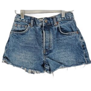 REFORMATION DESTRESSED DENIM SHORT SHORTS